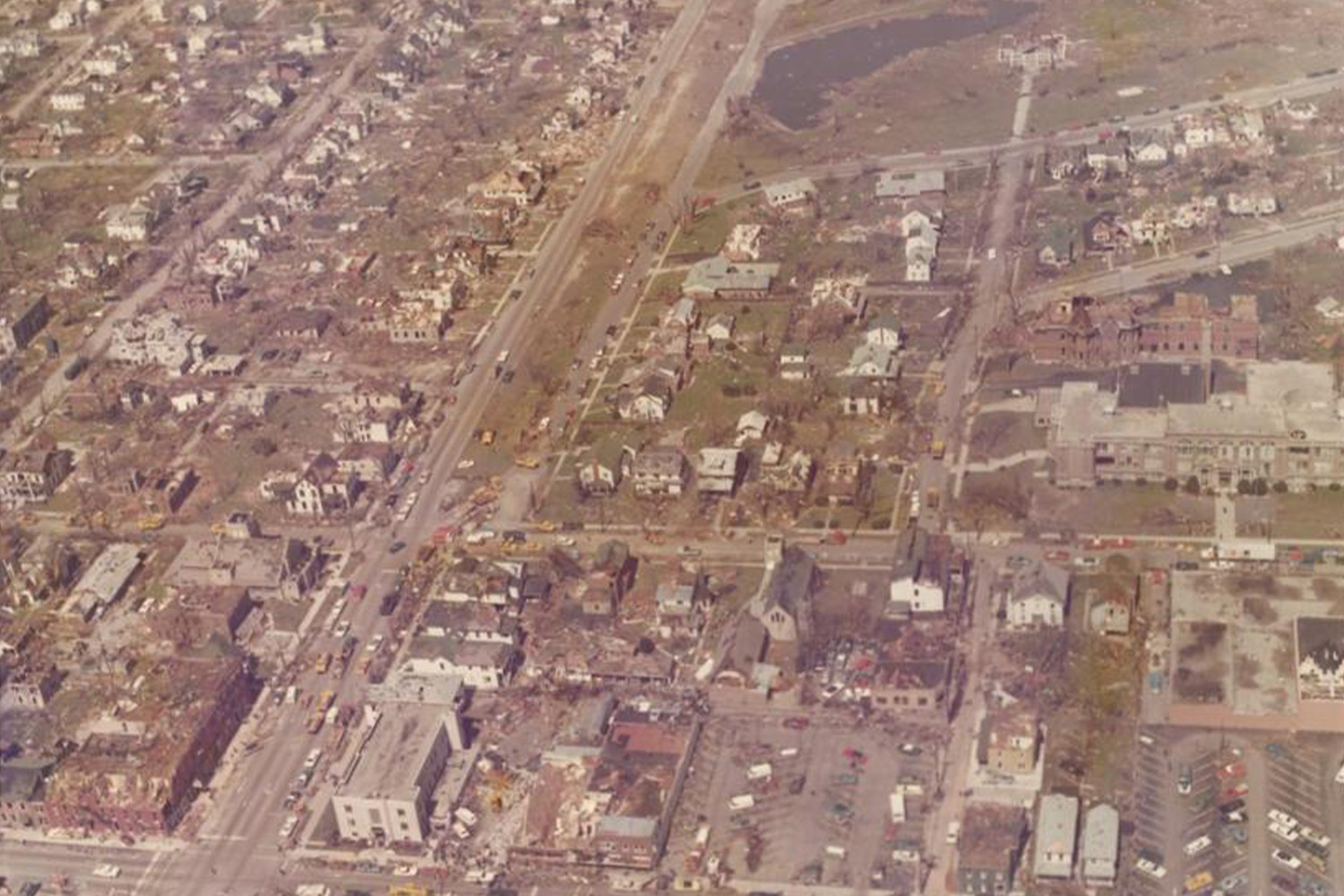 Xenia ariel damage. Photo taken by Wright-Patterson AFB.