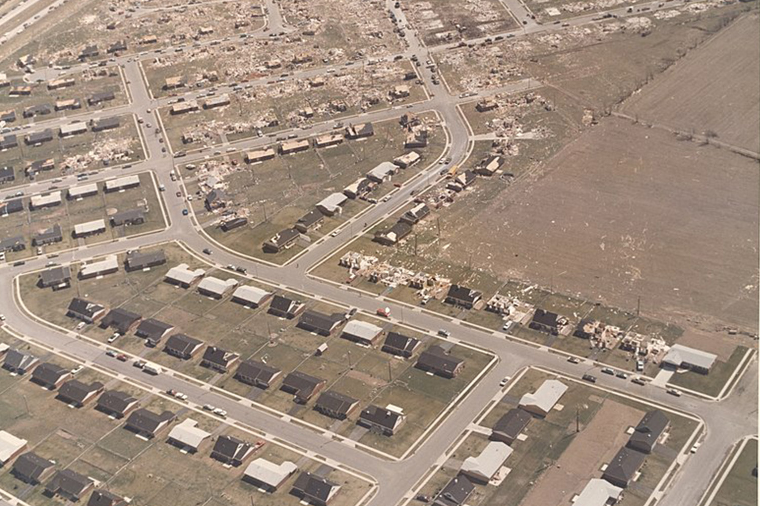 Ariel damage of Arrowhead sub division. Photo provided by NWS Wilmington.