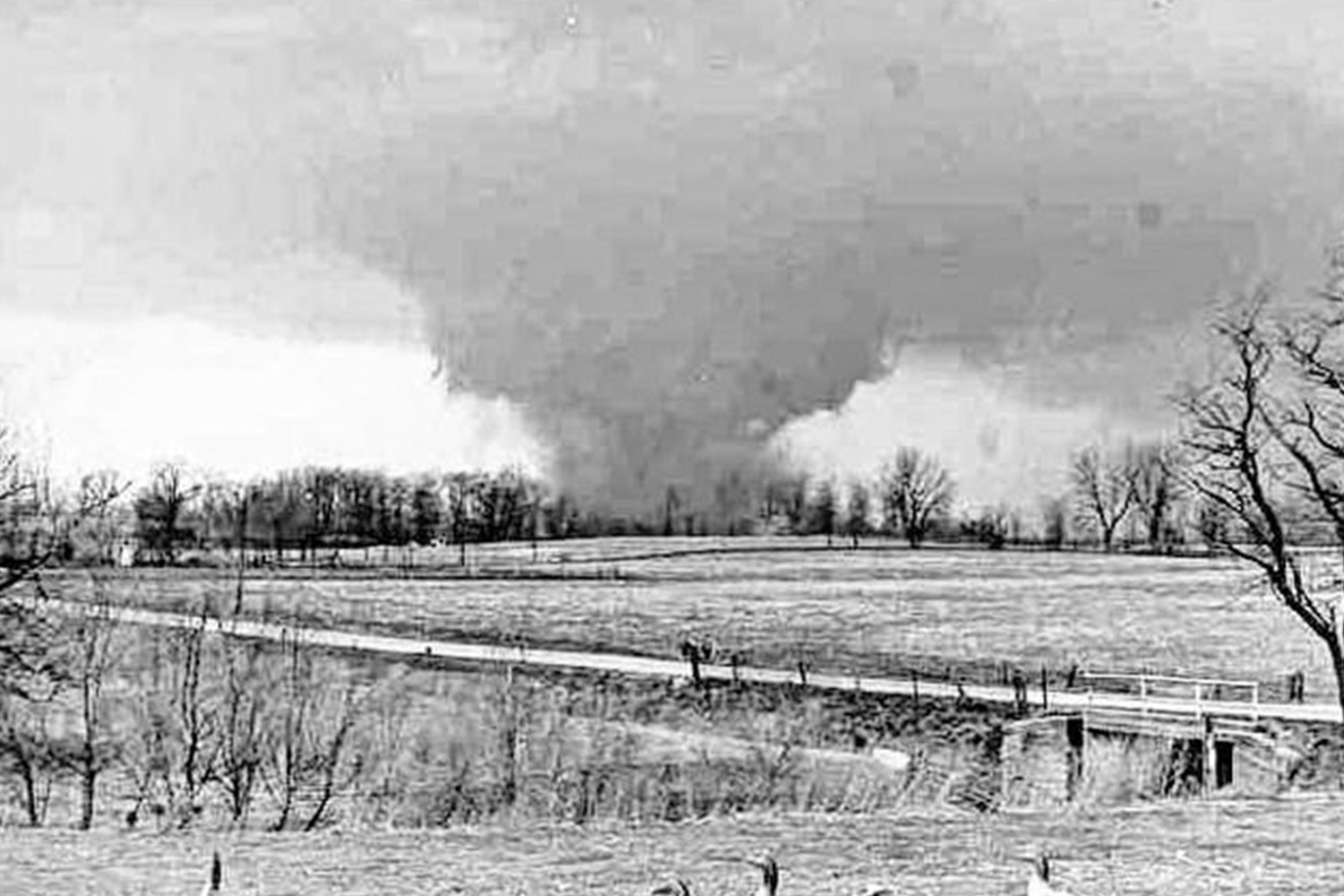 Newspaper image of the tornado from Xenia Daily Gazette.